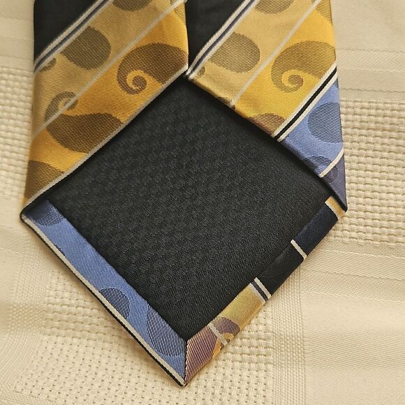 Boulevard Club Men Stripped Tie Yellow/ Navy Blue - Picture 6 of 16